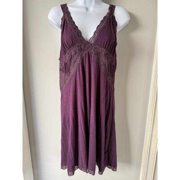 Adore Me Dresses & Skirts - Adore Me Women’s Babydoll Slip Dress XL Purple Mesh Lace Y2K Floral Retro Slinky